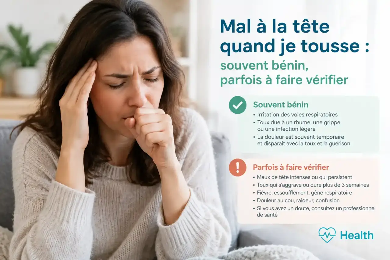 Mal à la tête quand je tousse : souvent bénin, parfois à faire vérifier