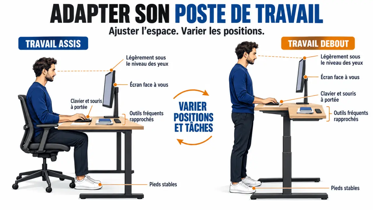 Aménagement ergonomique du poste pour prévenir les contraintes liées aux gestes et postures