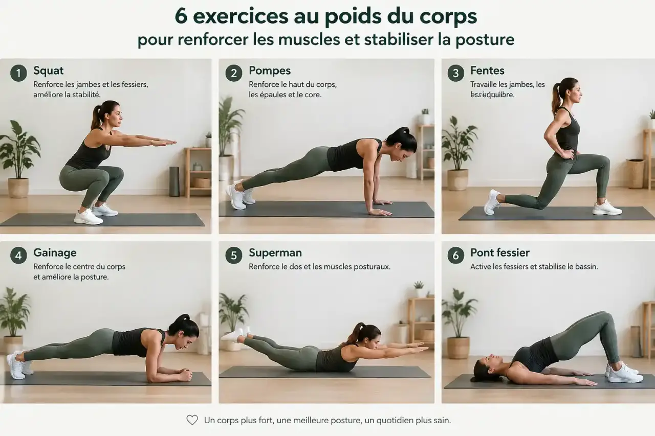 6 exercices au poids du corps pour renforcer les muscles et stabiliser la posture